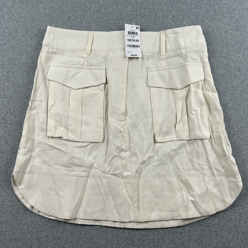 And Now This Skirt Womens Medium Utility Bone Cargo NEW 93265M Ivory Pocket